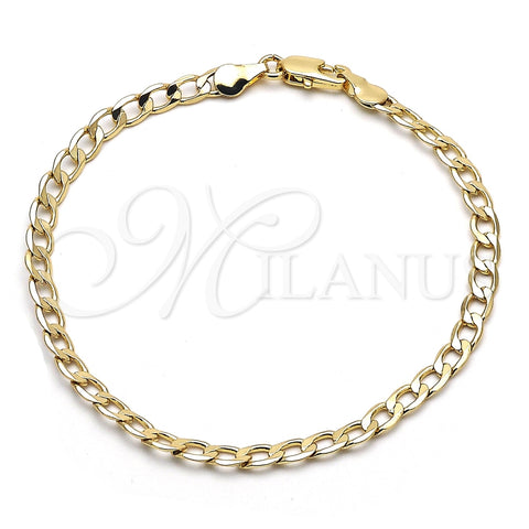 Pulsera Básica 5.222.005.08 Oro Laminado, Diseño de Cubana, Pulido, Tono Dorado (120 Gauge, Thickness, 8 Inches Length)