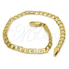 Pulsera Básica 5.222.006.07 Oro Laminado, Diseño de Cubana, Pulido, Tono Dorado (100 Gauge, Thickness, 8 Inches Length)