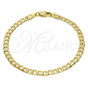 Pulsera Básica 5.222.006.07 Oro Laminado, Diseño de Cubana, Pulido, Tono Dorado (100 Gauge, Thickness, 8 Inches Length)
