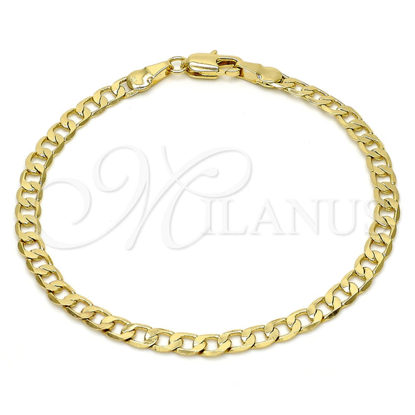 Pulsera Básica 5.222.006.07 Oro Laminado, Diseño de Cubana, Pulido, Tono Dorado (100 Gauge, Thickness, 8 Inches Length)