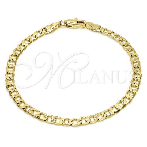 Pulsera Básica 5.222.006.07 Oro Laminado, Diseño de Cubana, Pulido, Tono Dorado (100 Gauge, Thickness, 8 Inches Length)