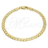 Pulsera Básica 5.222.006.07 Oro Laminado, Diseño de Cubana, Pulido, Tono Dorado (100 Gauge, Thickness, 8 Inches Length)