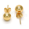 Arete Dormilona 5.128.012 Oro Laminado, Diseño de Bola, Pulido, Tono Dorado