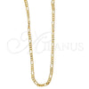 Gargantilla Basica 5.222.019.24 Oro Laminado, Diseño de Figaro, Pulido, Tono Dorado (0.50 Gauge, 02 MM Thickness, 24 Inches Length)