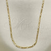 Gargantilla Basica 5.222.019.24 Oro Laminado, Diseño de Figaro, Pulido, Tono Dorado (0.50 Gauge, 02 MM Thickness, 24 Inches Length)
