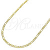Gargantilla Basica 5.222.018.24 Oro Laminado, Diseño de Figaro, Pulido, Tono Dorado (0.60 Gauge, 03 MM Thickness, 24 Inches Length)