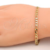 Pulsera Básica 5.222.016.07 Oro Laminado, Diseño de Figaro, Pulido, Tono Dorado (100 Gauge, 04 MM Thickness, 7 Inches Length)