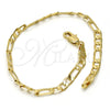 Pulsera Básica 5.222.016.07 Oro Laminado, Diseño de Figaro, Pulido, Tono Dorado (100 Gauge, 04 MM Thickness, 7 Inches Length)