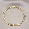 Pulsera Básica 5.222.016.07 Oro Laminado, Diseño de Figaro, Pulido, Tono Dorado (100 Gauge, 04 MM Thickness, 7 Inches Length)