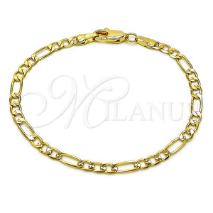 Pulsera Básica 5.222.016.07 Oro Laminado, Diseño de Figaro, Pulido, Tono Dorado (100 Gauge, 04 MM Thickness, 7 Inches Length)