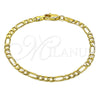 Pulsera Básica 5.222.016.07 Oro Laminado, Diseño de Figaro, Pulido, Tono Dorado (100 Gauge, 04 MM Thickness, 7 Inches Length)