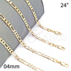 Gargantilla Basica 5.222.015.24 Oro Laminado, Diseño de Figaro, Pulido, Tono Dorado (120 Gauge, Thickness, 24 Inches Length)