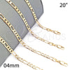 Gargantilla Basica 5.222.015.20 Oro Laminado, Diseño de Figaro, Pulido, Tono Dorado (120 Gauge, 04 MM Thickness, 20 Inches Length)