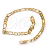 Pulsera Básica 5.222.015.07 Oro Laminado, Diseño de Figaro, Pulido, Tono Dorado (120 Gauge, 04 MM Thickness, 7 Inches Length)
