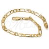 Pulsera Básica 5.222.015.07 Oro Laminado, Diseño de Figaro, Pulido, Tono Dorado (120 Gauge, 04 MM Thickness, 7 Inches Length)