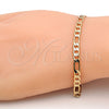 Pulsera Básica 5.222.015.08 Oro Laminado, Diseño de Figaro, Pulido, Tono Dorado (120 Gauge, 04 MM Thickness, 8 Inches Length)