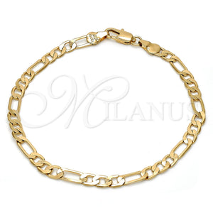 Pulsera Básica 5.222.015.08 Oro Laminado, Diseño de Figaro, Pulido, Tono Dorado (120 Gauge, 04 MM Thickness, 8 Inches Length)