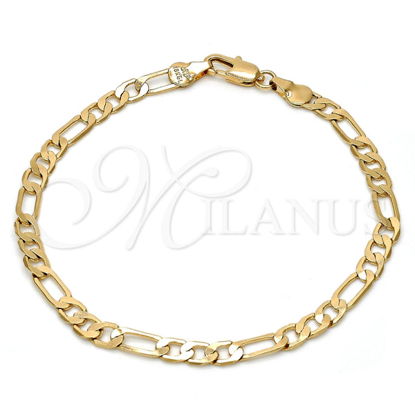 Pulsera Básica 5.222.015.08 Oro Laminado, Diseño de Figaro, Pulido, Tono Dorado (120 Gauge, 04 MM Thickness, 8 Inches Length)