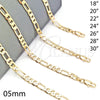 Gargantilla Basica 5.222.014.30 Oro Laminado, Diseño de Figaro, Pulido, Tono Dorado (140 Gauge, 05 MM Thickness, 30 Inches Length)