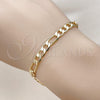 Pulsera Básica 5.222.014.07 Oro Laminado, Diseño de Figaro, Pulido, Tono Dorado (Calibre 140, Grosor 05.3 MM, 8 Pulgadas de Largo)