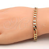 Pulsera Básica 5.222.014.08 Oro Laminado, Diseño de Figaro, Pulido, Tono Dorado (140 Gauge, Thickness, 8 Inches Length)