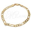 Pulsera Básica 5.222.014.08 Oro Laminado, Diseño de Figaro, Pulido, Tono Dorado (140 Gauge, Thickness, 8 Inches Length)