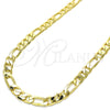 Gargantilla Basica 5.222.012.30 Oro Laminado, Diseño de Figaro, Pulido, Tono Dorado (180 Gauge, 07 MM Thickness, 30 Inches Length)
