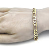 Pulsera Básica 5.222.011.08 Oro Laminado, Diseño de Figaro, Pulido, Tono Dorado (200 Gauge, 08 MM Thickness, 8 Inches Length)