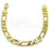 Pulsera Básica 5.222.011.08 Oro Laminado, Diseño de Figaro, Pulido, Tono Dorado (200 Gauge, 08 MM Thickness, 8 Inches Length)