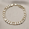 Pulsera Básica 5.222.011.08 Oro Laminado, Diseño de Figaro, Pulido, Tono Dorado (200 Gauge, 08 MM Thickness, 8 Inches Length)