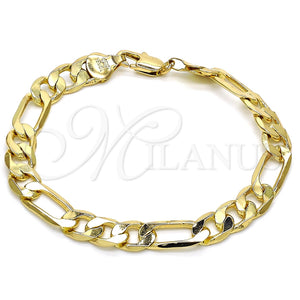 Pulsera Básica 5.222.011.08 Oro Laminado, Diseño de Figaro, Pulido, Tono Dorado (200 Gauge, 08 MM Thickness, 8 Inches Length)