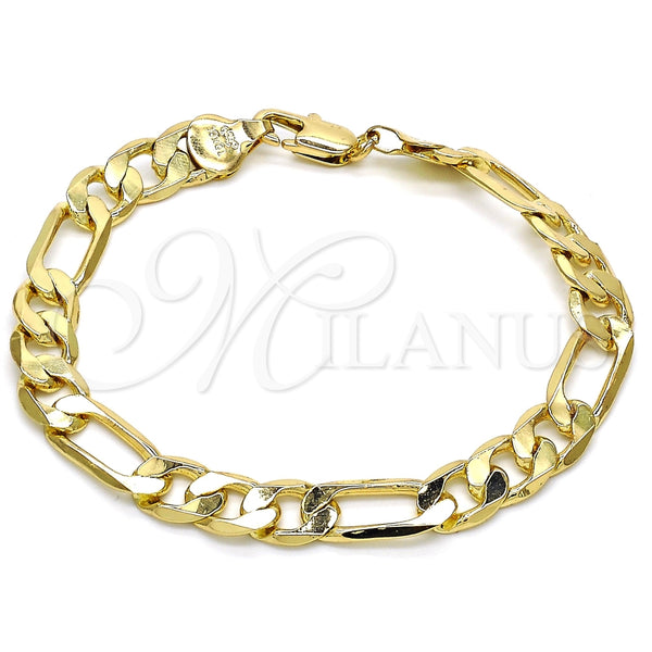 Pulsera Básica 5.222.011.08 Oro Laminado, Diseño de Figaro, Pulido, Tono Dorado (200 Gauge, 08 MM Thickness, 8 Inches Length)