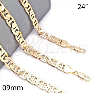 Gargantilla Basica 5.222.021.24 Oro Laminado, Diseño de Mariner, Pulido, Tono Dorado (200 Gauge, 09 MM Thickness, 24 Inches Length)