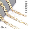 Gargantilla Basica 5.222.021.24 Oro Laminado, Diseño de Mariner, Pulido, Tono Dorado (200 Gauge, 09 MM Thickness, 24 Inches Length)