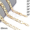 Gargantilla Basica 5.222.021.28 Oro Laminado, Diseño de Mariner, Pulido, Tono Dorado (200 Gauge, 09 MM Thickness, 28 Inches Length)