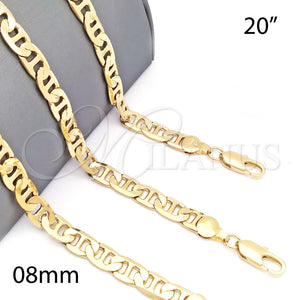 Gargantilla Basica 5.222.022.20 Oro Laminado, Diseño de Mariner, Pulido, Tono Dorado (180 Gauge, 08 MM Thickness, 20 Inches Length)
