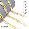 Gargantilla Basica 5.222.022.24 Oro Laminado, Diseño de Mariner, Pulido, Tono Dorado (180 Gauge, 08 MM Thickness, 24 Inches Length)