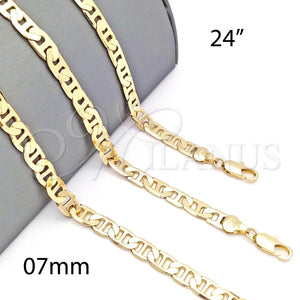 Gargantilla Basica 5.222.023.24 Oro Laminado, Diseño de Mariner, Pulido, Tono Dorado (150 Gauge, 07 MM Thickness, 24 Inches Length)