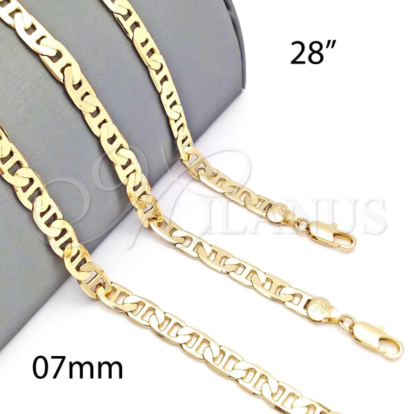 Gargantilla Basica 5.222.023.28 Oro Laminado, Diseño de Mariner, Pulido, Tono Dorado (150 Gauge, 07 MM Thickness, 28 Inches Length)