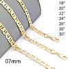 Gargantilla Basica 5.222.023.30 Oro Laminado, Diseño de Mariner, Pulido, Tono Dorado (150 Gauge, 07 MM Thickness, 30 Inches Length)