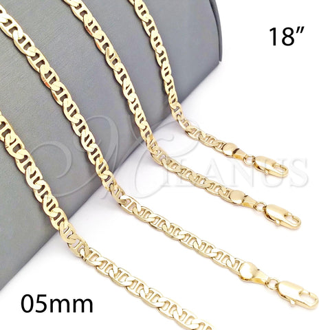 Gargantilla Basica 5.222.024.18 Oro Laminado, Diseño de Mariner, Pulido, Tono Dorado (120 Gauge, 05 MM Thickness, 18 Inches Length)