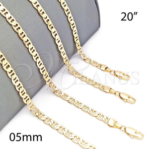 Gargantilla Basica 5.222.024.20 Oro Laminado, Diseño de Mariner, Pulido, Tono Dorado (120 Gauge, 05 MM Thickness, 20 Inches Length)
