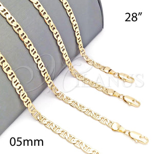 Gargantilla Basica 5.222.024.28 Oro Laminado, Diseño de Mariner, Pulido, Tono Dorado (120 Gauge, 05 MM Thickness, 28 Inches Length)