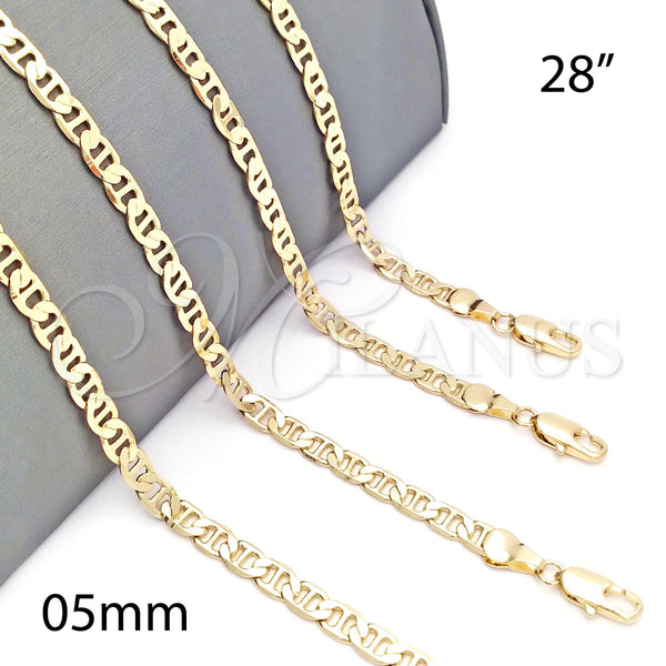 Gargantilla Basica 5.222.024.28 Oro Laminado, Diseño de Mariner, Pulido, Tono Dorado (120 Gauge, 05 MM Thickness, 28 Inches Length)