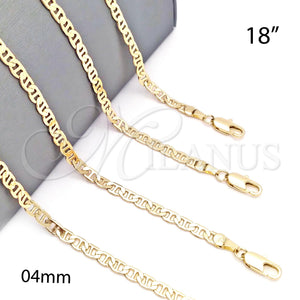 Gargantilla Basica 5.222.025.18 Oro Laminado, Diseño de Mariner, Pulido, Tono Dorado (100 Gauge, Thickness, 18 Inches Length)