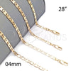 Gargantilla Basica 5.222.030.28 Oro Laminado, Diseño de Mariner, Diamantado, Tono Dorado (0.80 Gauge, 04 MM Thickness, 28 Inches Length)