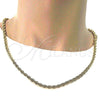 Gargantilla Basica 5.222.033.24 Oro Laminado, Diseño de Rope, Pulido, Tono Dorado (05 MM Thickness, 24 Inches Length)