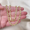 Gargantilla Basica 5.222.033.24 Oro Laminado, Diseño de Rope, Pulido, Tono Dorado (05 MM Thickness, 24 Inches Length)