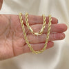 Gargantilla Basica 5.222.033.28 Oro Laminado, Diseño de Rope, Pulido, Tono Dorado (05 MM Thickness, 28 Inches Length)