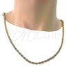 Gargantilla Basica 5.222.033.30 Oro Laminado, Diseño de Rope, Pulido, Tono Dorado (05 MM Thickness, 30 Inches Length)